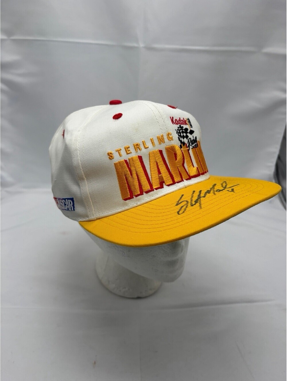 SIGNED Sterling Marlin Kodak Racing Vintage Logo #4 Snapback Cap Hat NASCAR